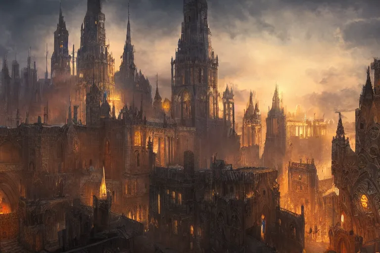 Prompt: A medieval city, religious, fantasy, dynamic lighting, cinematic, concept art, trending on artstation, sharp focus, highly detailed, 8k, photo, still