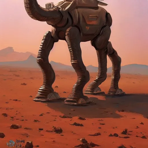 Image similar to a half robot jiraffe walking on mars, trending on artstation, art by greg manchess, guangjian, detailed digital art, artstation hd