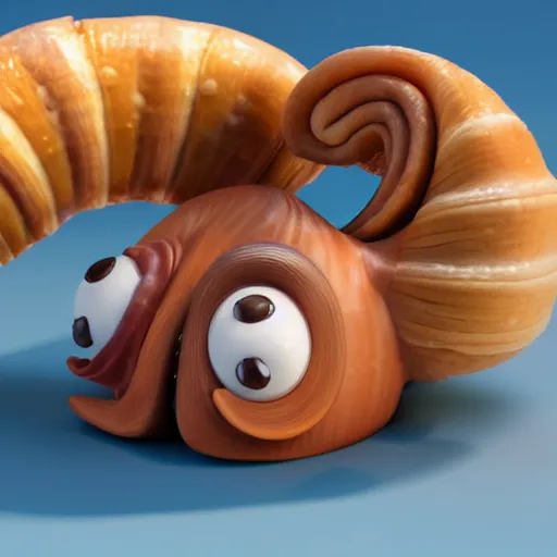 Prompt: cute cartoon snail with cinnamon roll shell, still from pixar movie, disney 3 d, 8 k, octane render