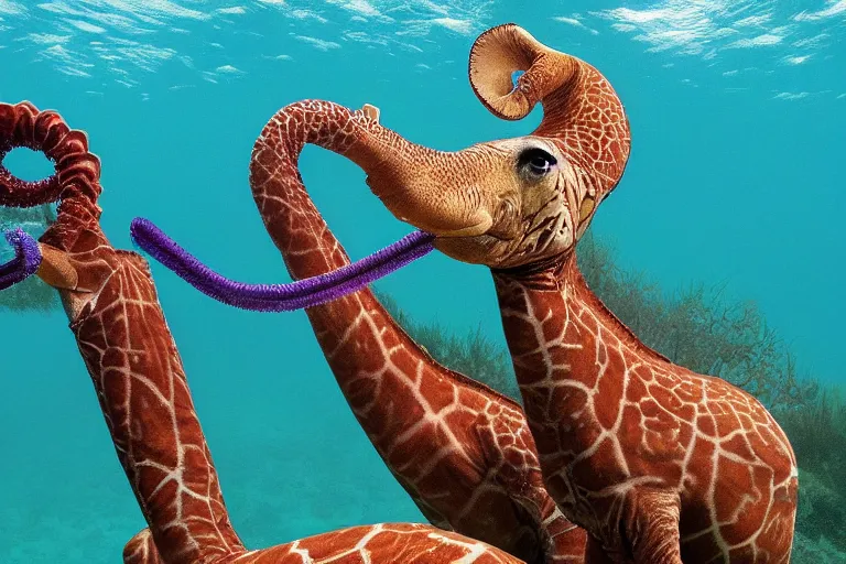 Image similar to underwater photo tentacle shaped legs jiraffe by national geographic