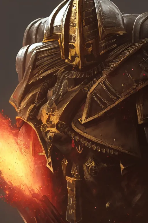 Image similar to armor portrait heros warhammer 4 0 k horus heresy fanart - the primarchs emperor by johannes helgeson animated with vfx concept artist & illustrator global illumination ray tracing hdr fanart arstation zbrush central hardmesh 8 k octane renderer