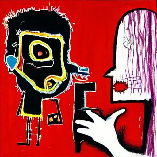 Image similar to “pig, emo pathologist woman taking blood sample, by Jean-Michel Basquiat”