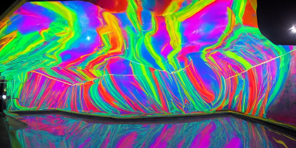 Image similar to backflip into a pool caustics lighting impressive colorful masterpiece graffiti