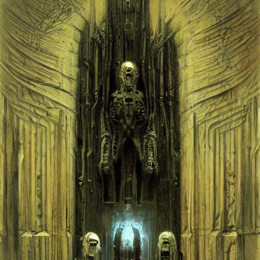 Prompt: a dark lord looking in the camera, h. r giger, marc simonetti