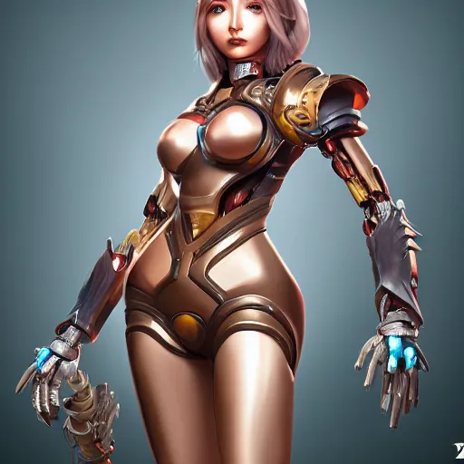 Image similar to womanized humanoid robot, pretty face, anatomically correct, league of legends art by vonka xu, unreal engine, digital art, highly detailed