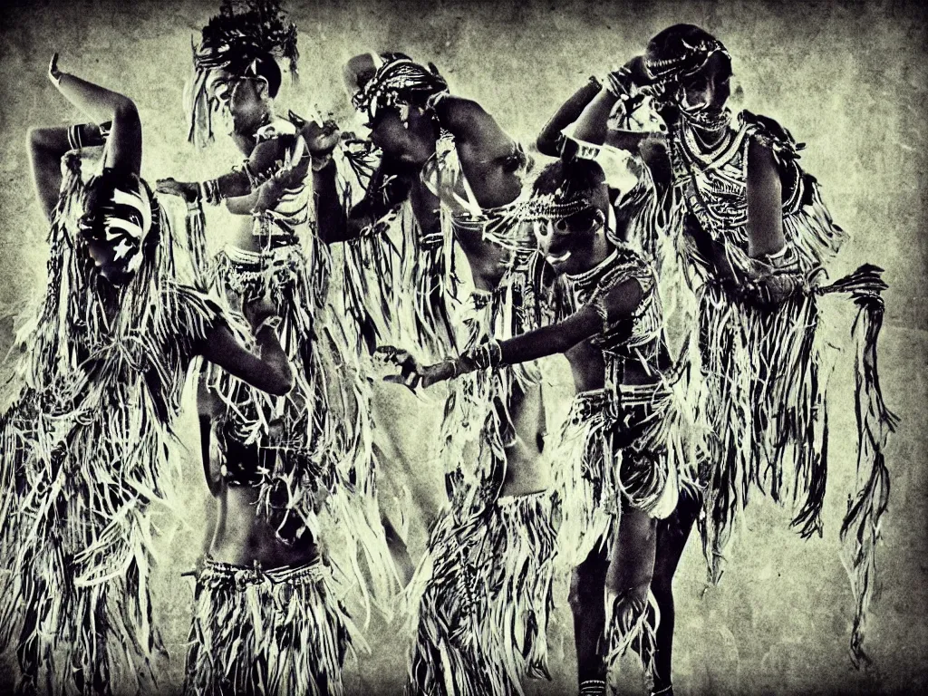 Image similar to surreal, tribal dance, art by mirella stern, mark fredrickson, soft grunge filter effect