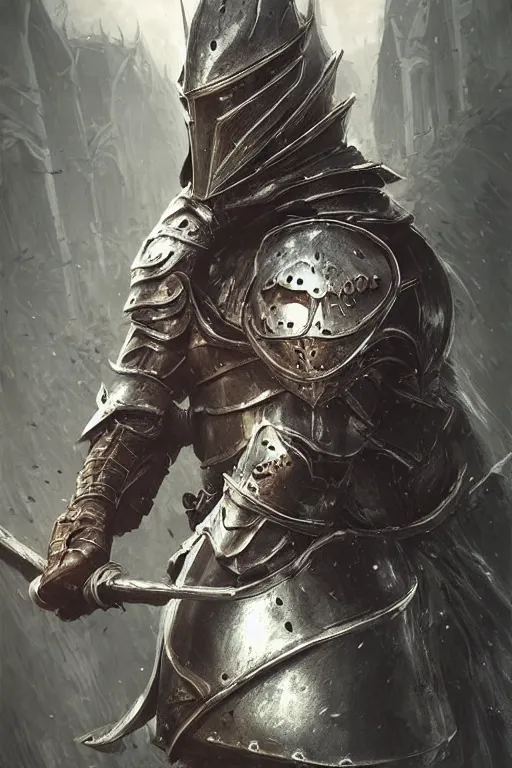 Prompt: portrait of the Knight in style of Dark souls and elden ring, by Wlop, fantasy matte painting, trending on cgsociety, highly detailed