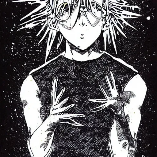 Image similar to a powerful psychic man emitting psychic powers, by innio asano,