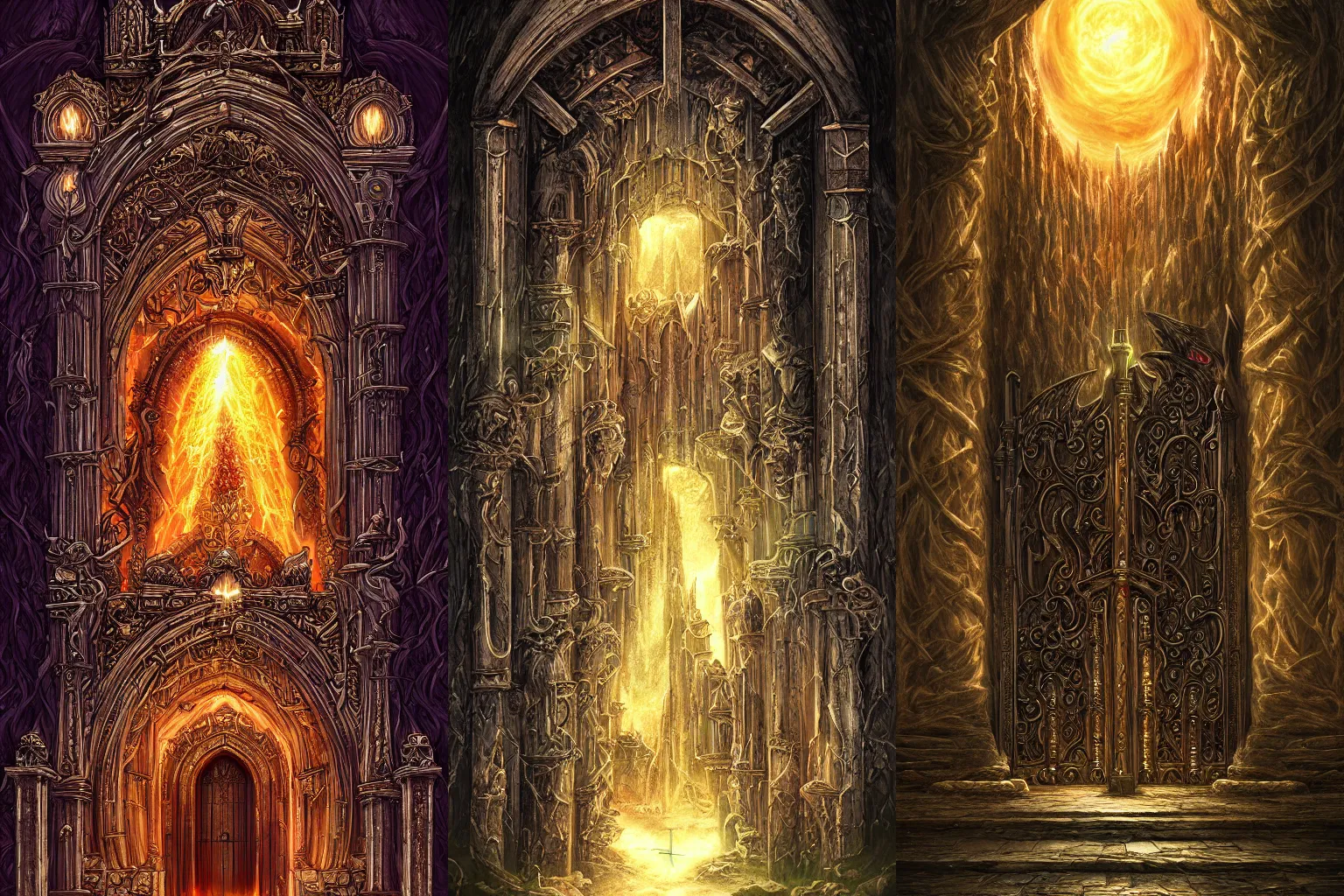 Prompt: the gate to the eternal kingdom of priests, fantasy, digital art, hd, detailed.