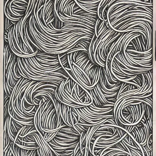 Prompt: spaghetti by m. c escher