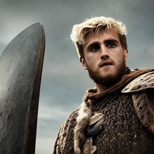 Image similar to jake paul in vikings 4 k detailed super realistic