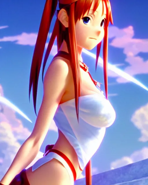 Image similar to pixar movie still photo of asuna from sao, asuna by a - 1 pictures, by greg rutkowski, gil elvgren, enoch bolles, glossy skin, pearlescent, anime, maxim magazine, very coherent