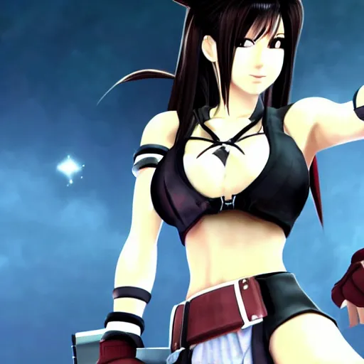 Image similar to beautiful tifa from ffvii wielding the buster sword, anime style