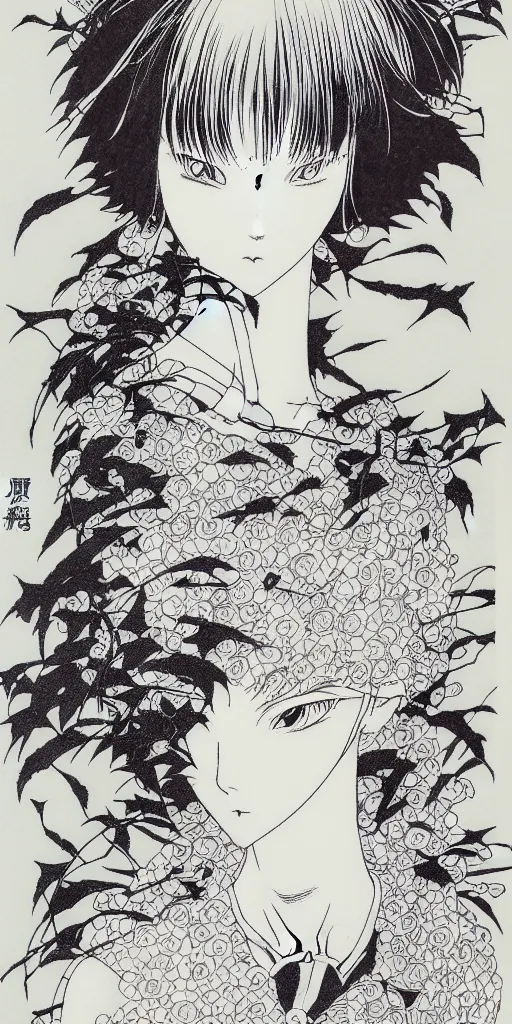 Image similar to prompt: Fragile looking figure, portrait face drawn by Takato Yamamoto and Katsuhiro Otomo, full body character drawing, inspired by Evangeleon and Akira 1988, clean ink detailed line drawing, intricate detail, manga 1980, portrait centric composition