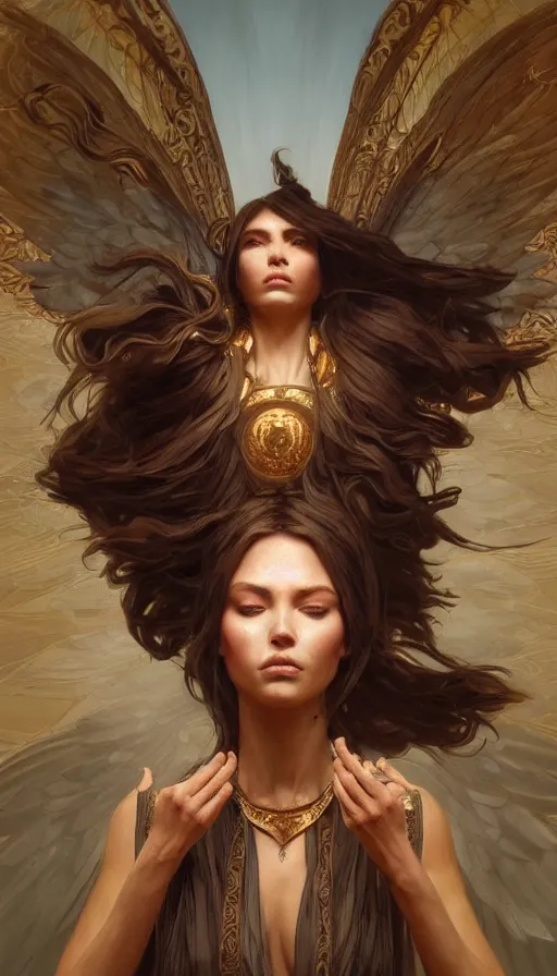 Image similar to seraphim, perfectly-centered-painting of the most beautiful women on the planet, sweaty, dynamic action pose, insane, intricate, highly detailed, digital painting, artstation, concept art, smooth, sharp focus, illustration, Unreal Engine 5, 8K, art by artgerm and greg rutkowski and alphonse mucha