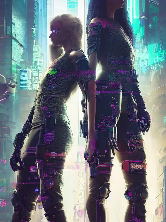 Image similar to a complex cyberpunk 2077 concept art ultra detailed of two veiled perfect human face female android queens praying together with lots of electric cable behind them connected to giant computer,bowknot, fine lace, GUCCI, sparkling, jewel embellishment, film lighting, by Andrei Riabovitchev,Stanely Artgerm, Tom Bagshaw, Andrei Riabovitchev, aaron horkey, trending on pinterest, full of color, mythological, high detailed,golden ratio,cinematic lighting