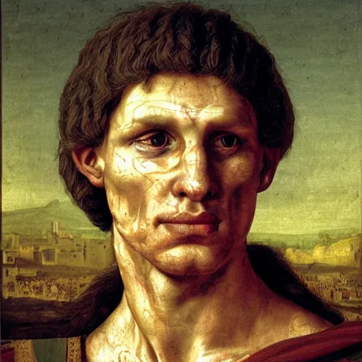 Image similar to Jerma985 in Ancient Rome, detailed, highly detailed, heroic, epic, complex, very detailed, realistic, HD quality, 8k resolution, body and headshot, Oil Painting, Italian Renaissance Painting of Jerma985, Italian Renaissance Painting Style, Renaissance Painting Style, Painting, Trending on Artstation