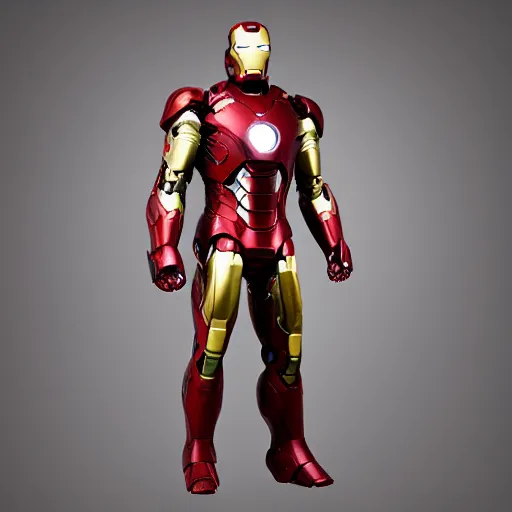 Prompt: overgrown, rusted, broken, dented, and battle damaged iron man suit, 4k realistic photo