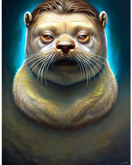 Prompt: detailed portrait of nick offerman as otter hybrid by tomasz alen kopera and peter mohrbacher and johanna martine! and margaret keane! coherent luminescent