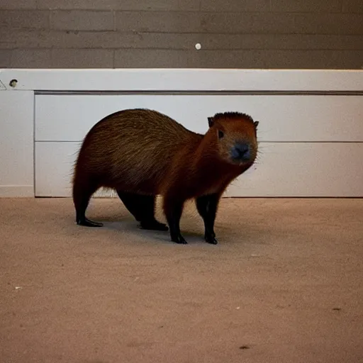 Prompt: photo of a capybara in the backrooms