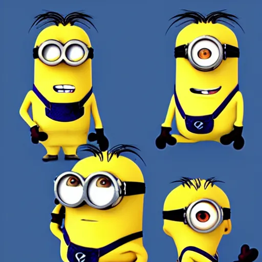 Prompt: minions with funky anime hairstyles