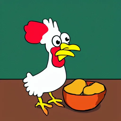 Image similar to A cartoon of a chicken eating a chicken