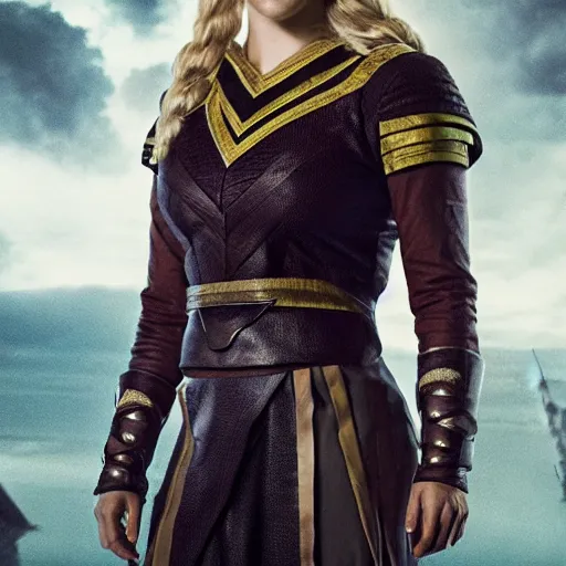 Image similar to portrait of lagertha in starfleet uniform, from the tv series vikings
