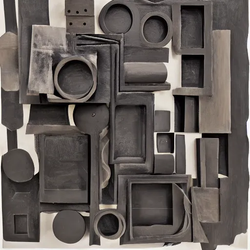 Prompt: louise nevelson assemblage, black, hd