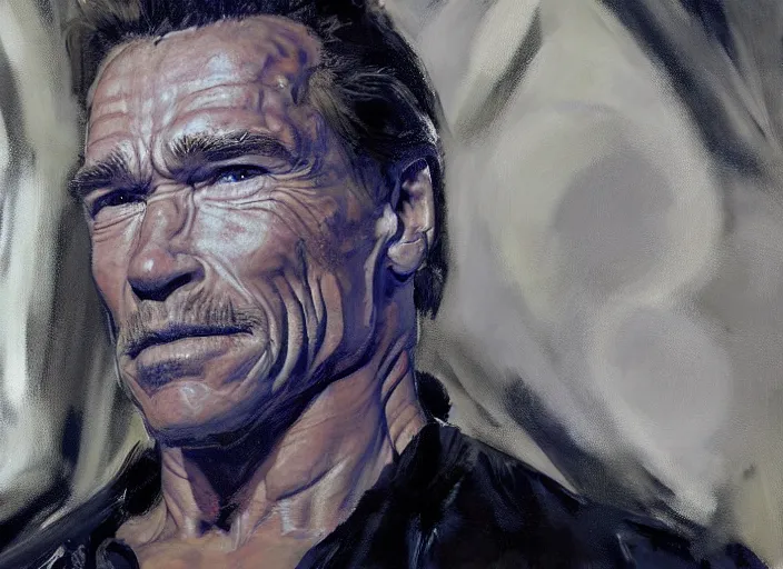 Prompt: a highly detailed beautiful portrait of arnold schwarzenegger, by gregory manchess, james gurney, james jean
