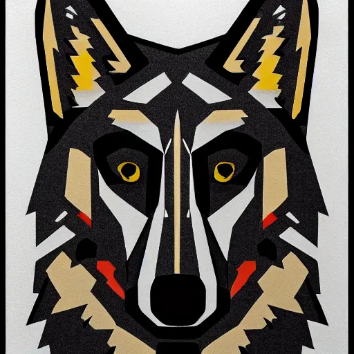Image similar to a wolf portrait with only circuit line and dot component, Minimalism, Cubism