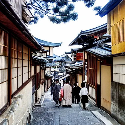 Prompt: walking the old streets of kyoto by rumiko takahashi