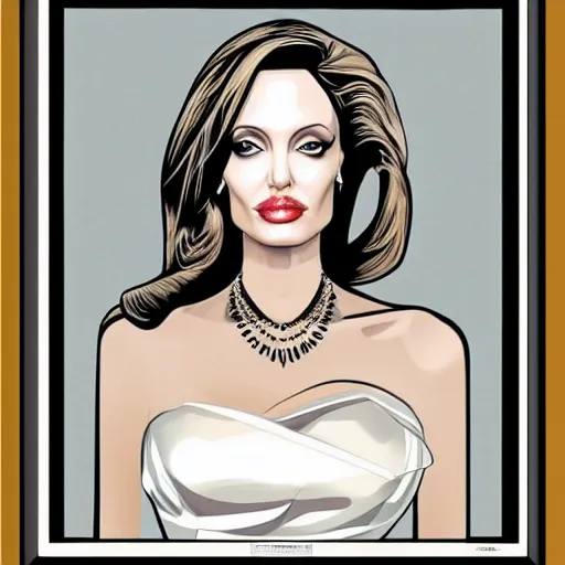 Image similar to angelina jolie, portrait, symetrical art deco poster illustration highly detailed,