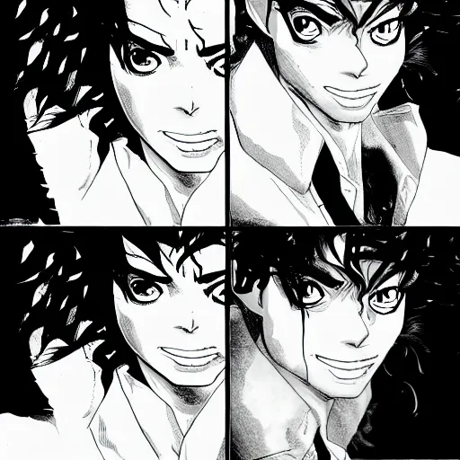 Image similar to manga panel of michael jackson in the style of kentaro miura, 8 k, 4 k, masterpiece, trending on artstation