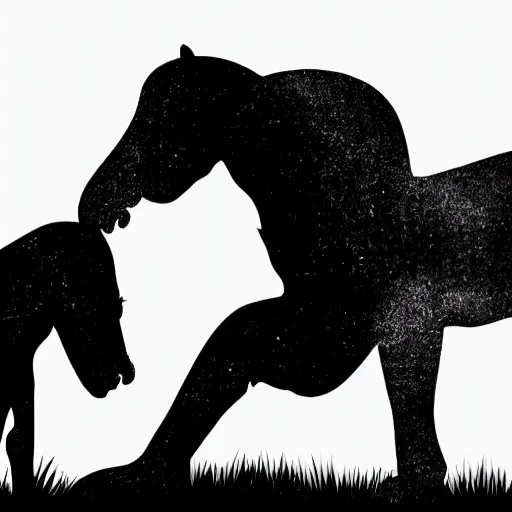 Image similar to Silhouette of an ape and a horse, yin Yang shaped