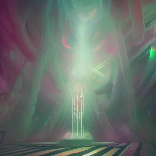 Prompt: misty chromatic astral temple , stylish, lsd, trending on artstation, cinematic, artwork by WLOP