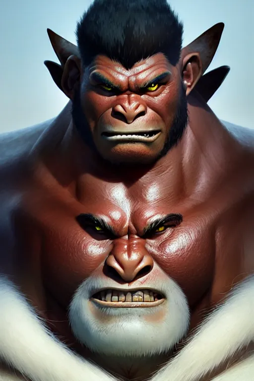 Image similar to orc barbarian male, finely detailed perfect face, exquisite details, earth magic, mid view, design on a white background, by studio muti, greg rutkowski makoto shinkai takashi takeuchi studio ghibli