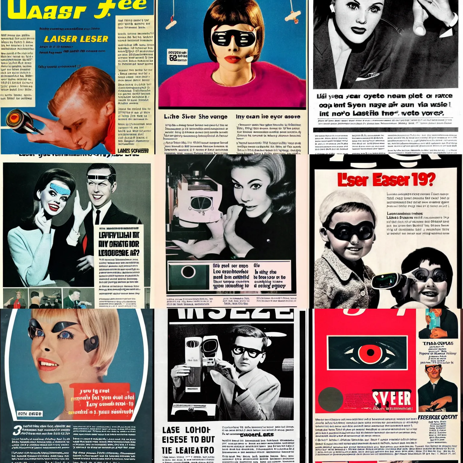 Prompt: 1965 magazine advertisement for laser eye surgery