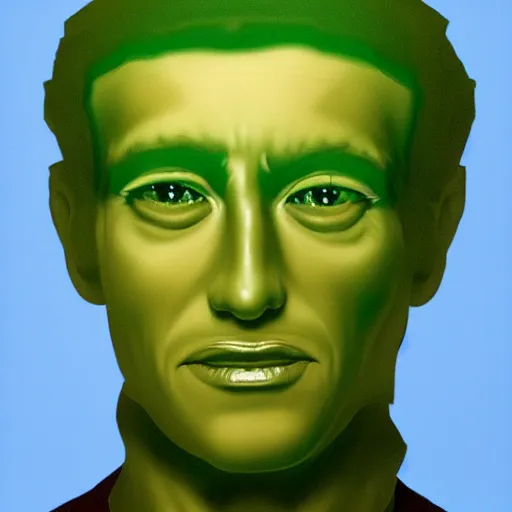 Image similar to an average looking human man made entirely of jello, portrait