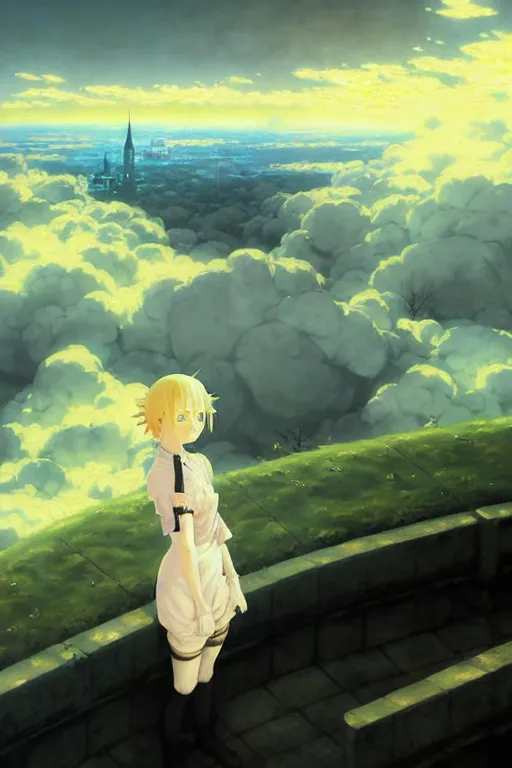 Image similar to baroque oil painting, anime key visual environment concept art, full body portrait anime maid nazi ss commander, blonde hair blue eyes, brutalist dark fantasy, trending pixiv fanbox, rule of thirds golden ratio, detail acrylic palette knife, illustrated by hayao miyazaki makoto shinkai jamie wyeth greg rutkowski chiho aoshima