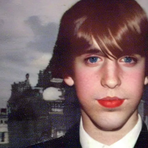 Image similar to prince andrew as an emo boy on myspace, 2 0 0 5, webcam quality,