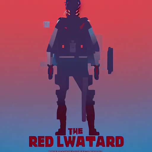 Prompt: The last red warrior Animation printed poster , Artwork by James Gilleard, cinematic composition, trending