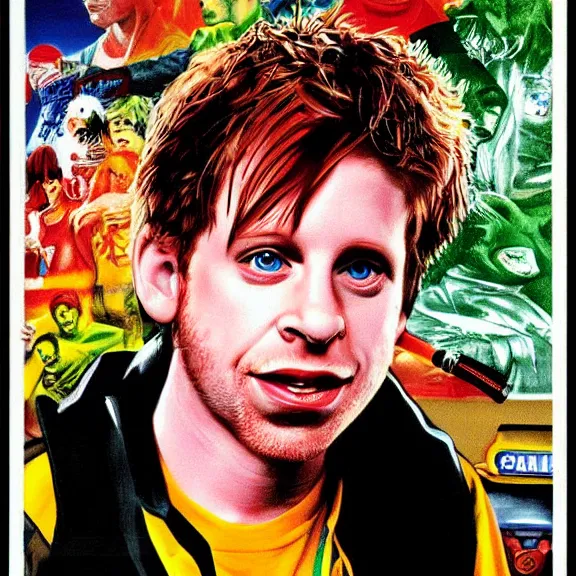 Prompt: portrait of Seth Green as Mick from Idle Hands (1999), art print