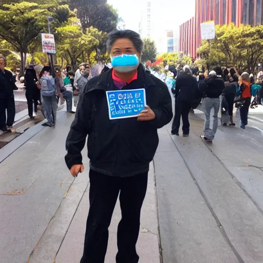 Image similar to frank chu protesting the 1 0 galaxies