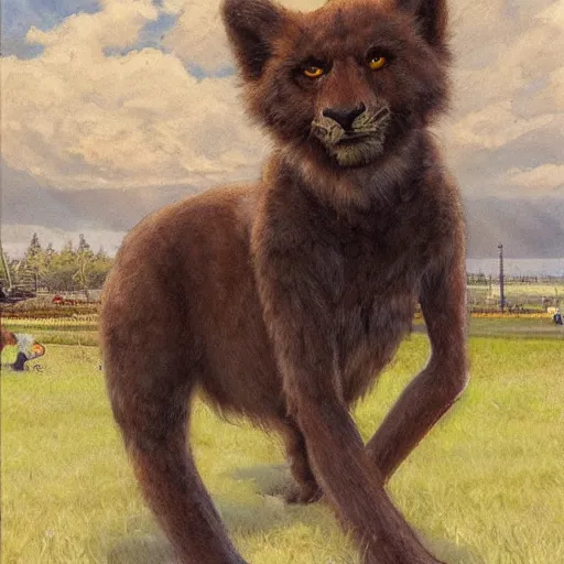 Prompt: a fursona, by james gurney