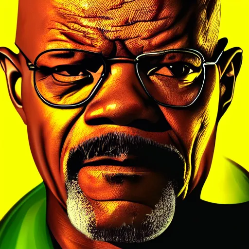 Image similar to portrait of samuel l. jackson as walter white from | breaking bad!!!!!!!! | film, cinematic, 4 k, dslr photo