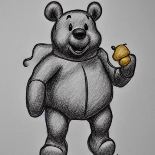 Prompt: anatomy drawing of winnie the poo