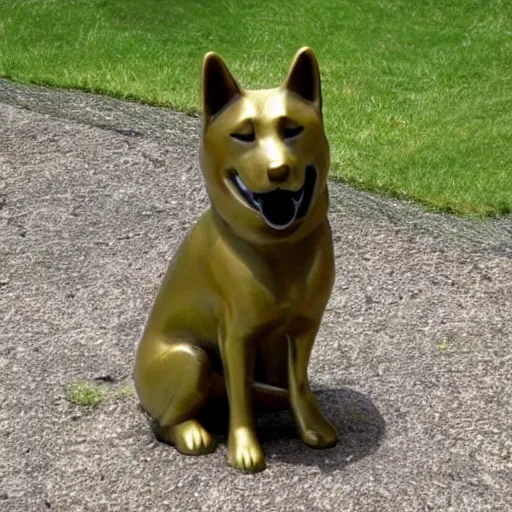 Image similar to bronze statue from a shiba inu