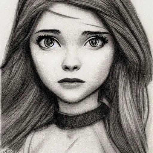 Image similar to milt kahl pencil sketch of chloe grace moretz as disney snow white