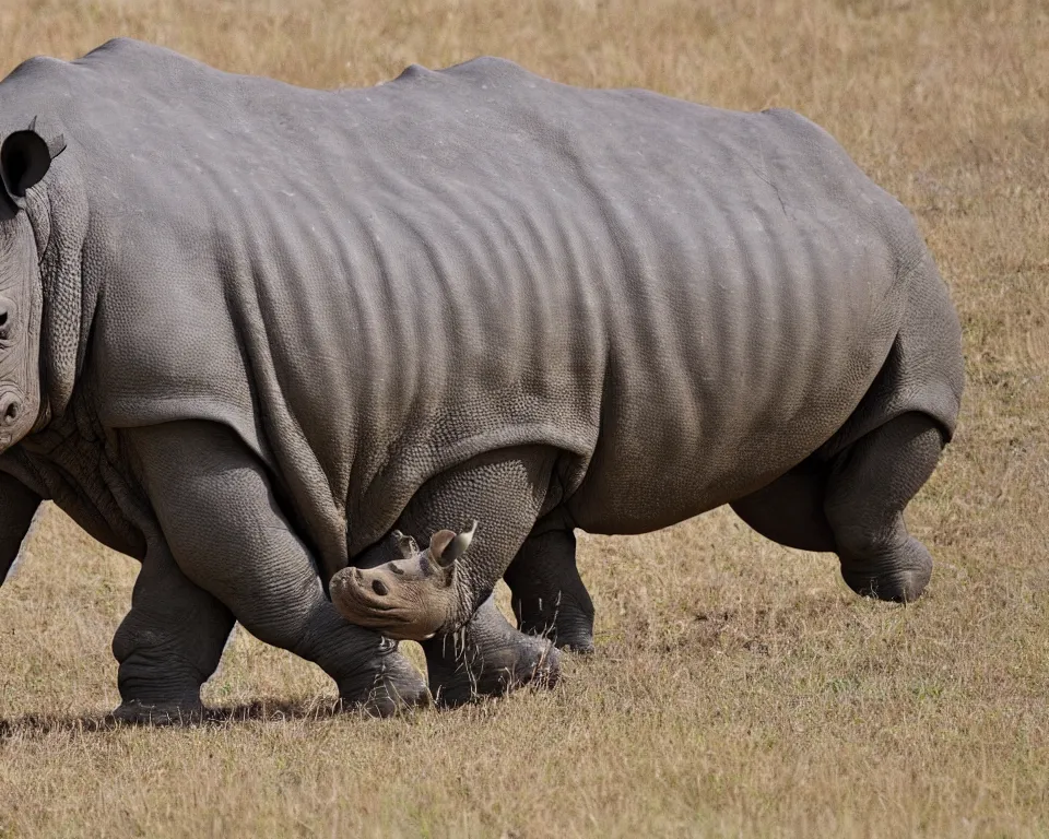 Image similar to An hybrid between a rhino and a walrus