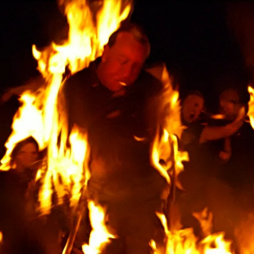 Image similar to photo of alex jones burning in hell